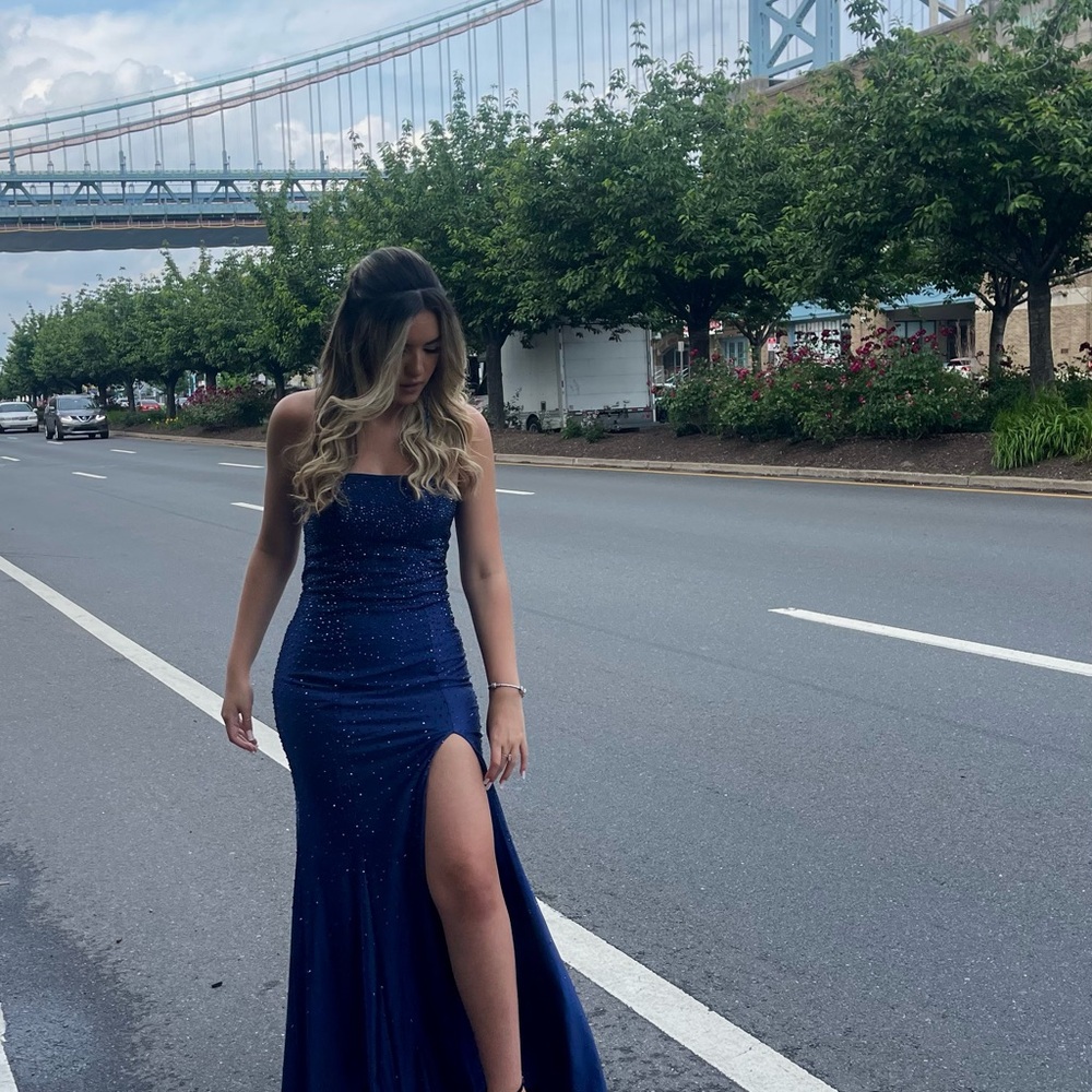 Camille La Vie Strapless Navy Dress